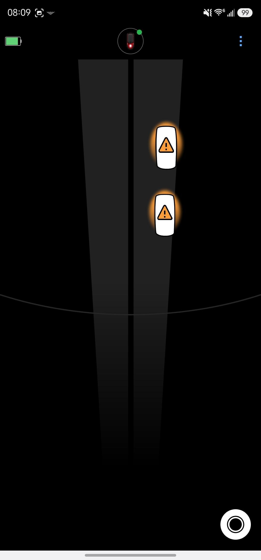Application Garmin Varia affichant plusieurs véhicules en approche